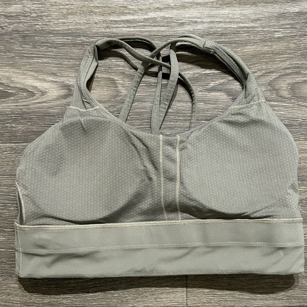 Lululemon Energy Longline Bra Medium Support Size 8 Gray Thread Dye Rover Black - Picture 9 of 10